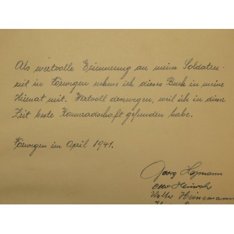 Minnet av det norska fälttåget 1940 med soldaternas signaturer. Espenlaub militaria